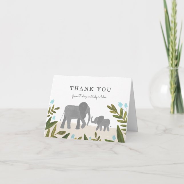 Little Elephant Thank You Note Card (Front)
