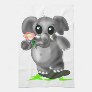Little Elephant with Flower Kitchen Towel