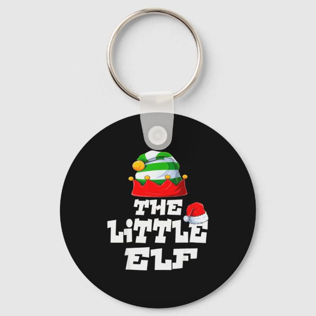 Little Elf Family Matching Christmas Group Pajama  Key Ring (Front)