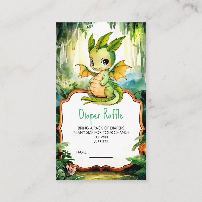 Little Enchanted Dragon Baby Shower Enclosure Card (Front)