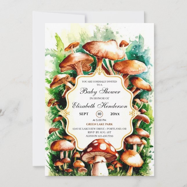 Little Enchanted Mushroom Baby Shower Invitation (Front)
