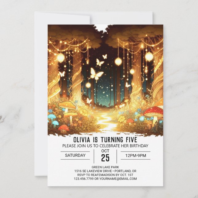 Little Enchanted Woodland Digital Birthday Invitation (Front)
