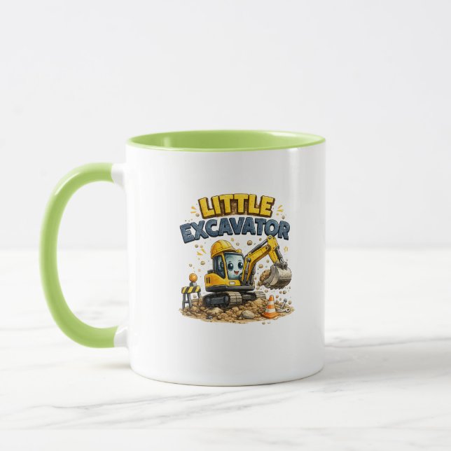 Little Excavator Cute Construction Mug (Left)