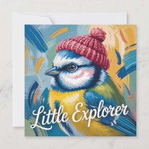 "Little Explorer" Blue Tit Illustration Holiday Card