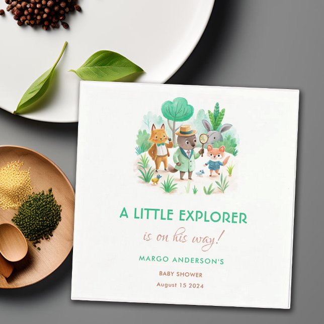 Little Explorer Forest Detective Boy Baby Shower Napkin (Creator Uploaded)