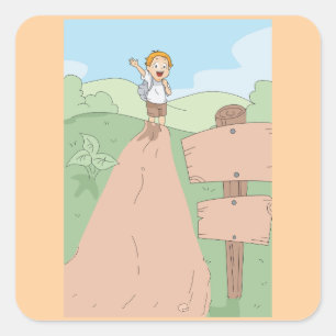 Little Explorer Hiking Adventure Square Sticker