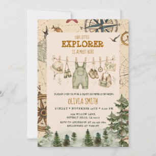 Little Explorer is Almost Here Baby Shower Invitation