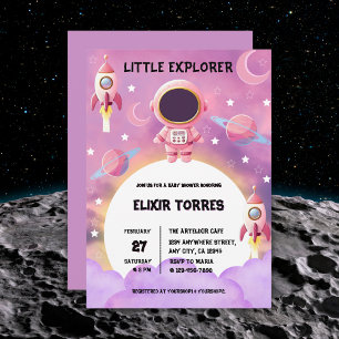 Little Explorer Modern Purple Baby Shower  Invitation