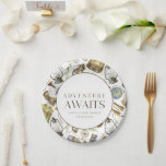 Little Explorer Neutral Customisable Paper Plate<br><div class="desc">Your little adventurer is making their debut, and an exciting adventure awaits! Create the ultimate cohesive baby shower celebration with our unique watercolor explorer collection. This design features a stunning vintage compass, world globe, binoculars, lantern, vintage camera and magnifying glass. This disposable paper plate is fully customisable and the perfect...</div>