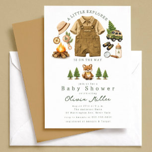 Little Explorer Woodland Baby Shower Invitation