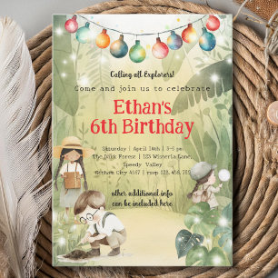 Little explorers kids birthday invitation