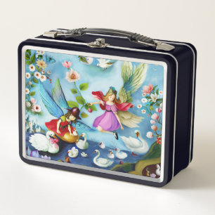 Little Fairies Feeding the Swans Metal Lunch Box