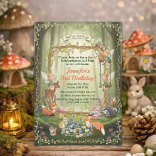 Little Fairies Whimsical Forest 3rd Birthday Party Invitation
