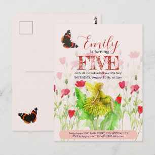 Little fairy and poppies postcard