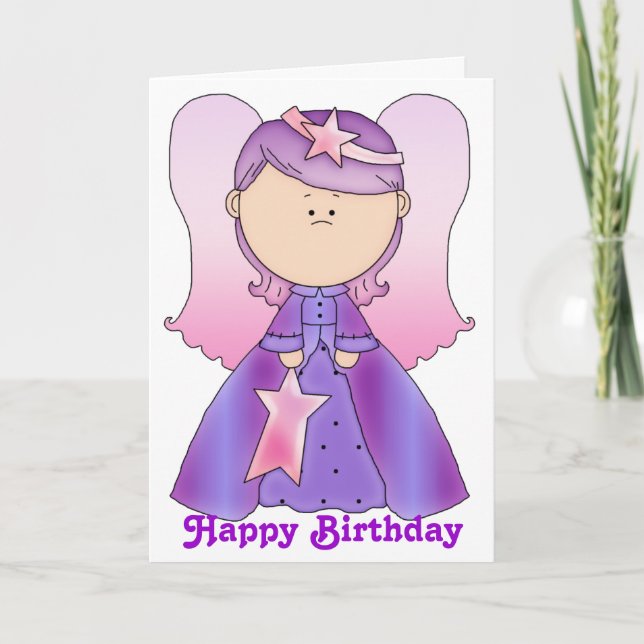 Little Fairy Angel Happy Birthday Card 4 (Front)