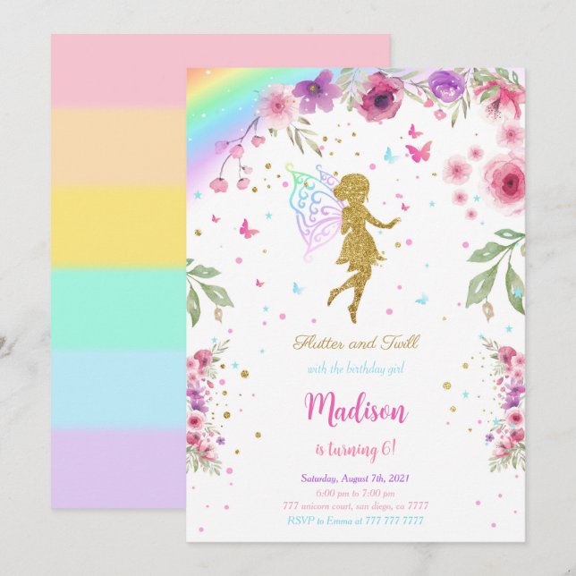 Little Fairy Birthday Party  Invitation (Front/Back)