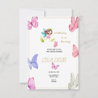 Little Fairy Butterfly  baby Shower invatation RSVP Card