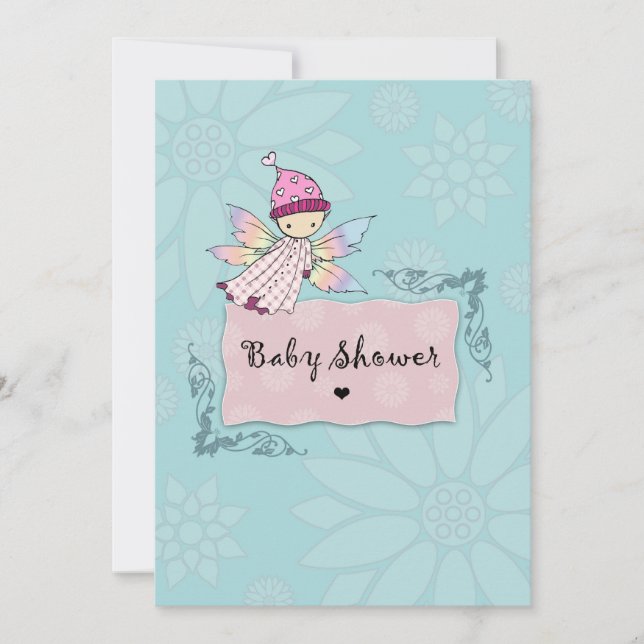 Little Fairy Cute Baby Girl Baby Shower Invites (Front)