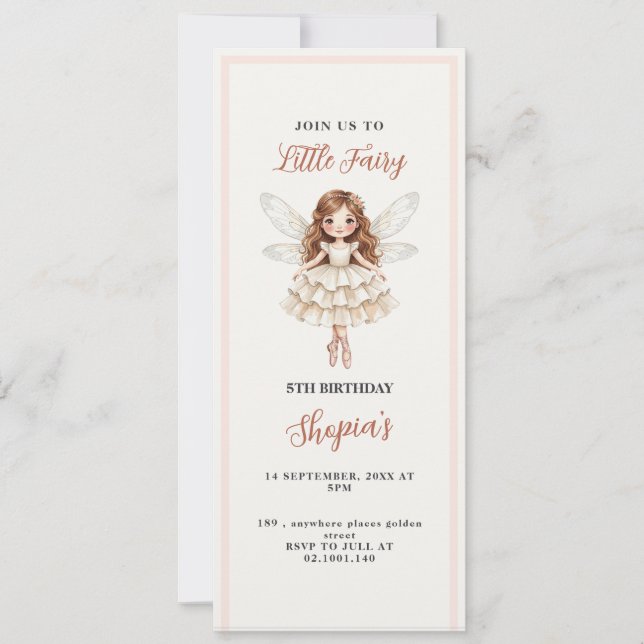 Little Fairy Dream birthday invitation (Front)