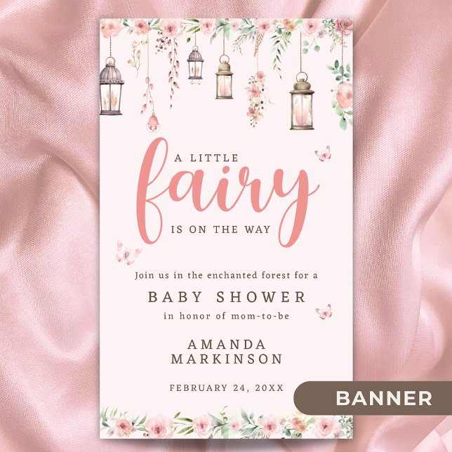 Little Fairy Enchanted Pink Baby Shower Banner (Creator Uploaded)