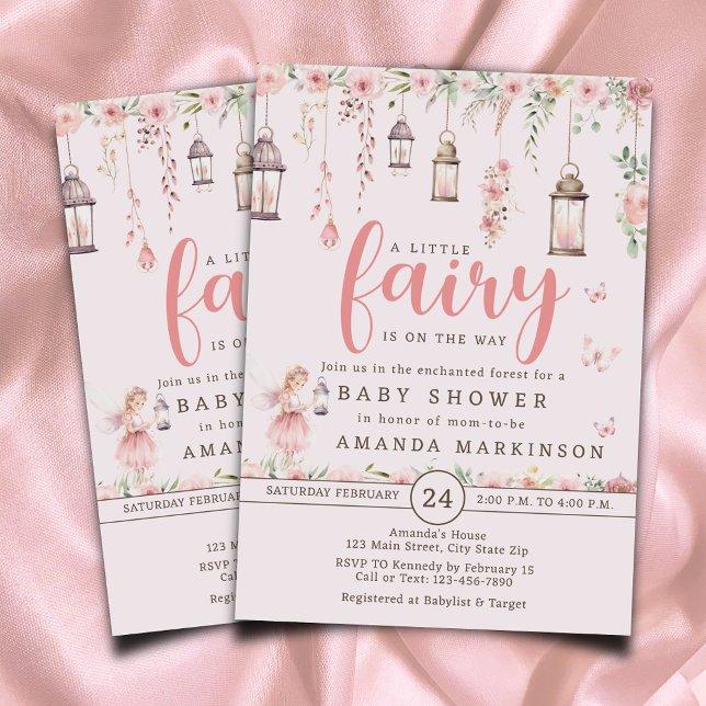 Little Fairy Enchanted Pink Baby Shower Invitation (Creator Uploaded)