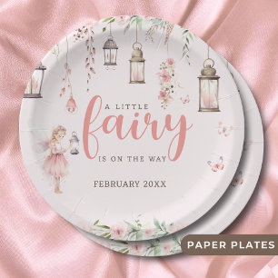 Little Fairy Enchanted Pink Baby Shower Paper Plate