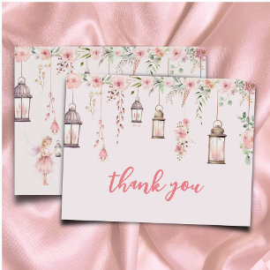 Little Fairy Enchanted Pink Baby Shower Thank You Card