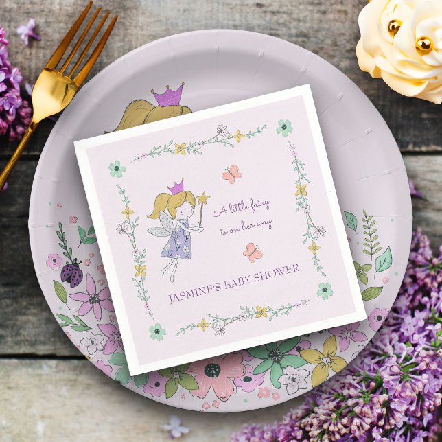 Little Fairy Flower Garden Any Occasion Lilac Napkin (Fairy napkins to personalize for any occasion)