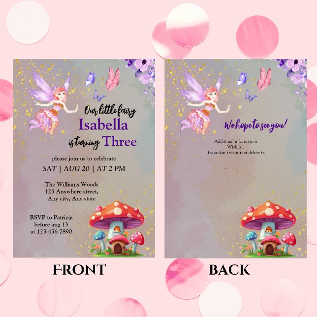 Little Fairy Mushroom House Butterflies Any Age Invitation (Creator Uploaded)
