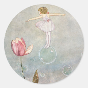 Little Fairy on a Bubble Classic Round Sticker
