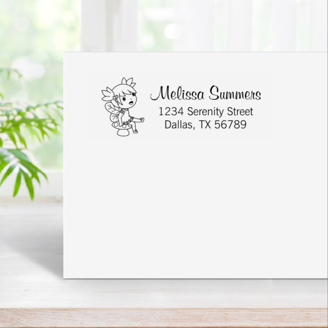Little Fairy on a Toadstool Address Rubber Stamp (Creator Uploaded)