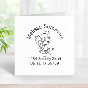 Little Fairy on a Toadstool Arch Address Rubber Stamp