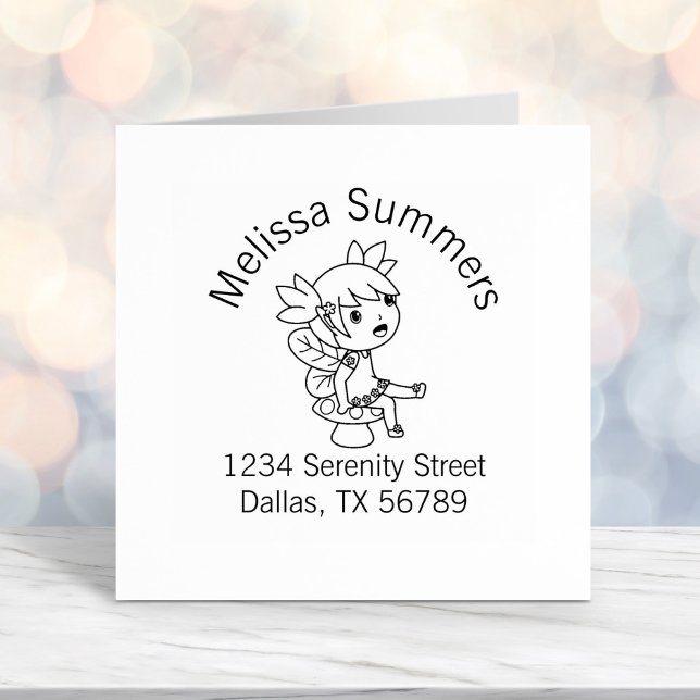 Little Fairy on a Toadstool Arch Address Self-inking Stamp (Creator Uploaded)