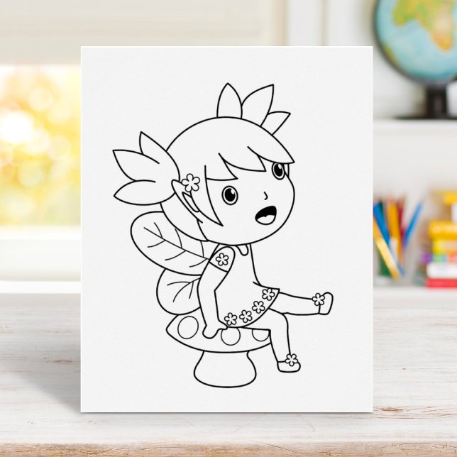 Little Fairy on a Toadstool Colouring Page Poster (Creator Uploaded)