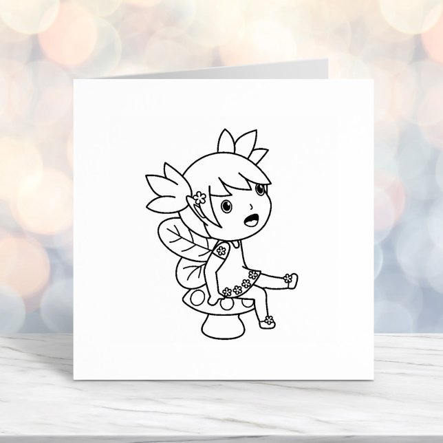 Little Fairy on a Toadstool Self-inking Stamp (Creator Uploaded)