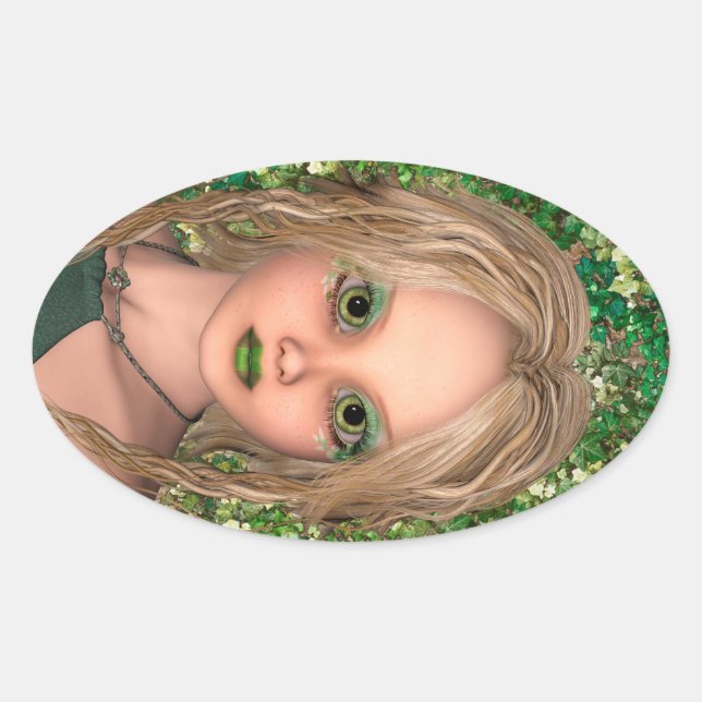 Little Fairy Oval Sticker (Front)