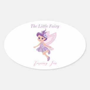 Little Fairy Pink Cute birthday party invitation Oval Sticker