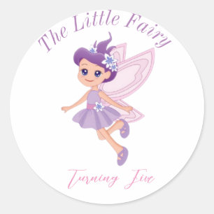 Little Fairy Pink Girls birthday invitation Classic Round Sticker