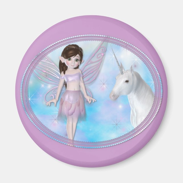 Little Fairy w/Unicorn Designs Magnet (Front)