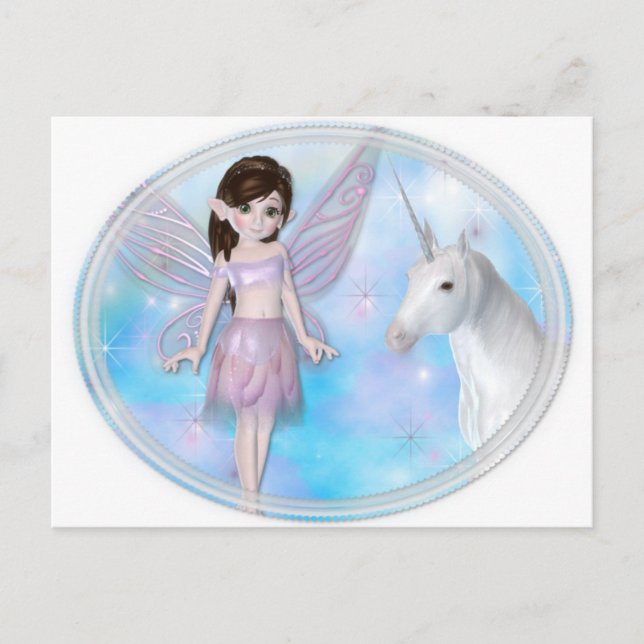 Little Fairy w/Unicorn Designs Postcard (Front)