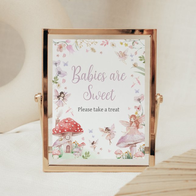 Little Fairy Whimsical Babies are Sweet Poster (Whimsical Little Fairy Baby Shower Babies are Sweet Sign)