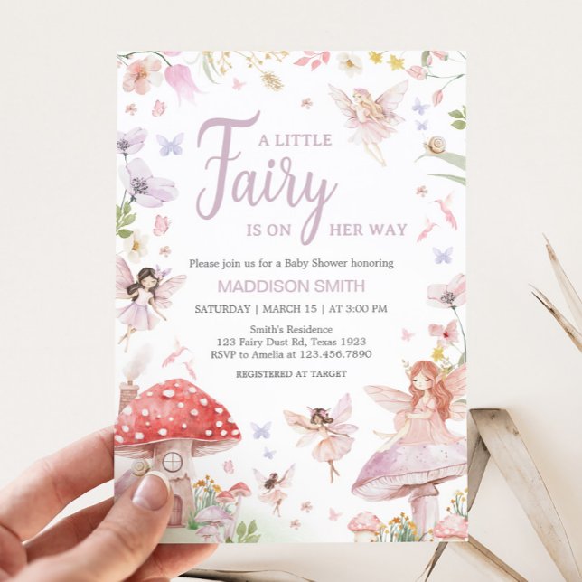 Little Fairy Whimsical Baby Shower  Invitation (Little Fairy Whimsical Baby Shower Invitation)