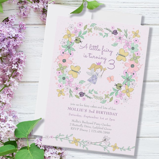 Little Fairy Whimsical Flower Garden Girl Birthday Invitation (Creator Uploaded)