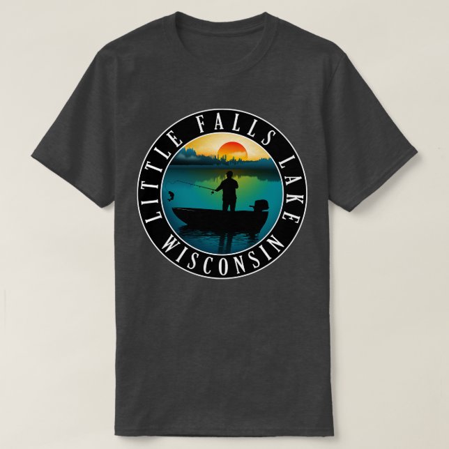 Little Falls Lake Wisconsin Fishing T-Shirt (Design Front)