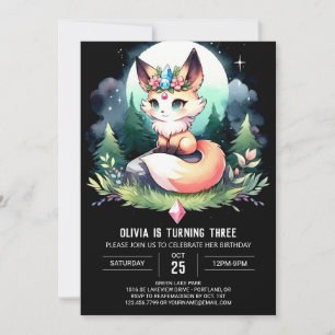 Little Fantasy Fox Birthday digital  Invitation