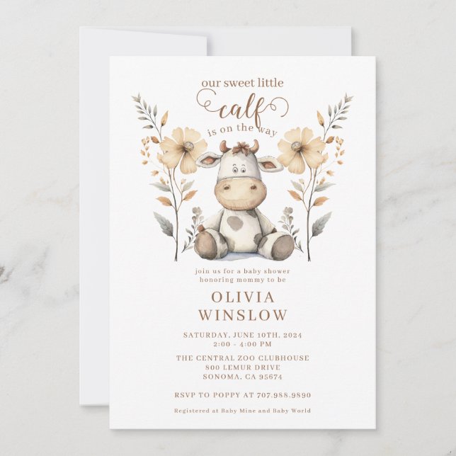 Little Farm Animal Watercolor Baby Shower Invitation (Front)