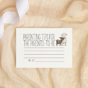 Little Farm Animals Baby Shower Parenting Tips Card