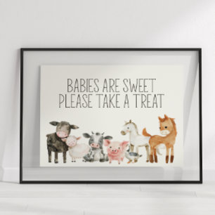 Little Farm Nursery Animals Baby Shower Favour Sig Poster