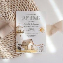 Little Farm Nursery Animals Baby Shower Invitation