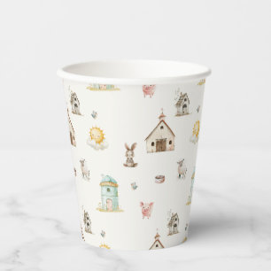 Little Farm Nursery Animals Baby Shower Paper Cups